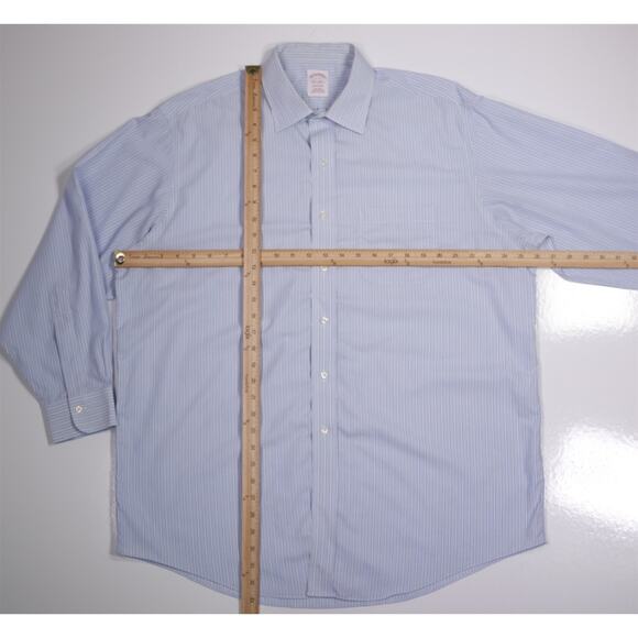 Brooks Brothers Madison Non-Iron Light Blue Striped Cotton Dress Shirt 17-33 - Picture 4 of 7